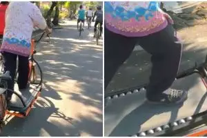 Unik, pria ini naik sepeda seperti sedang treadmill