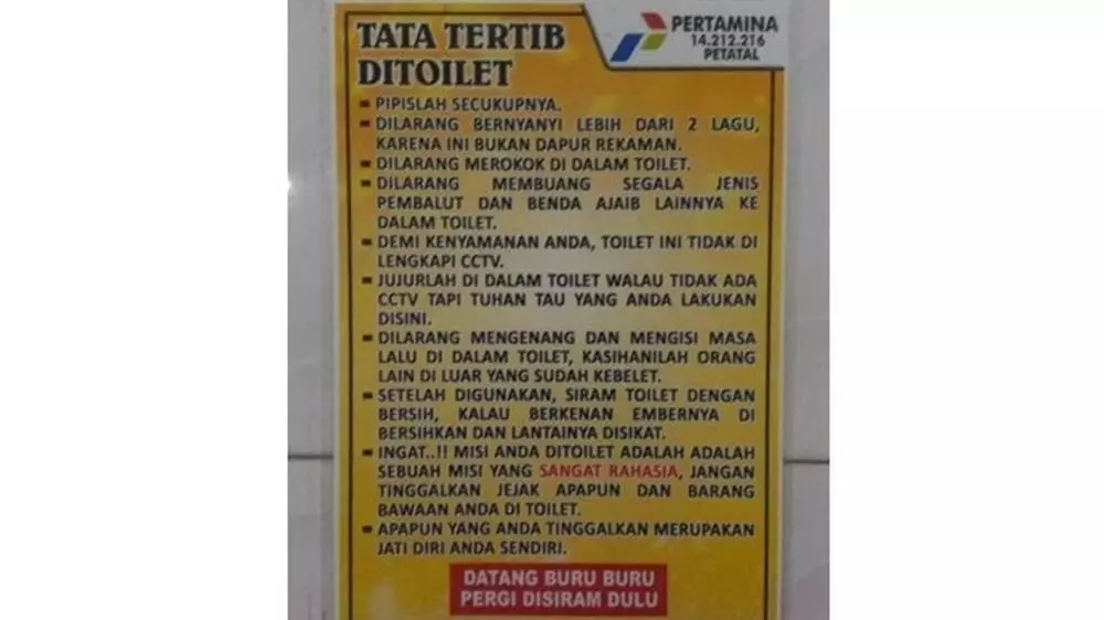 Tulisan kocak di pom bensin Berbagai sumber