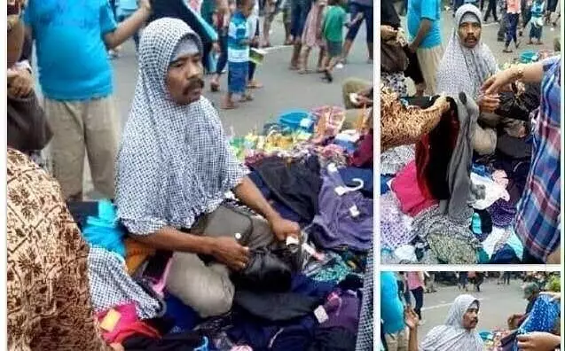 potret lucu bapak bapak jualan Berbagai Sumber