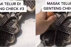 Viral video wanita goreng telur di atas genteng, bikin gagal paham