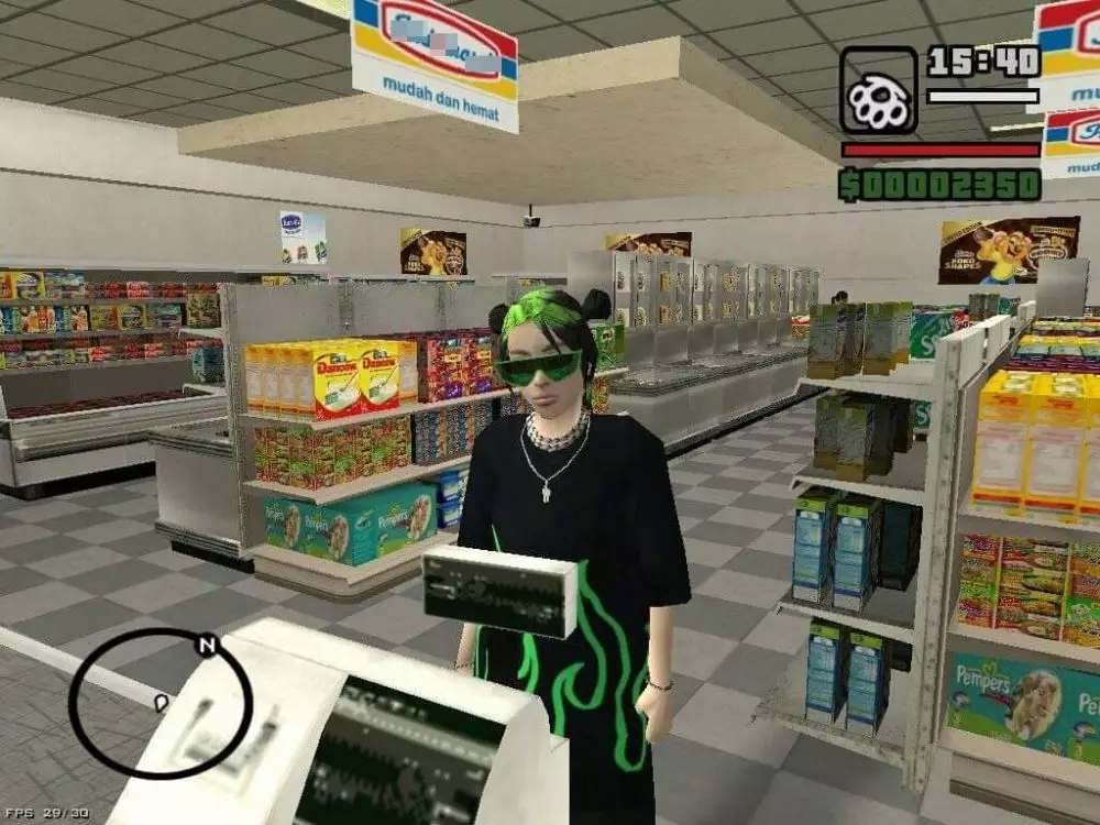 Billie Eilish di game GTA Twitter/@fajar17 Billie Eilish di game GTA Twitter/@fajar17