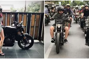 10 Gaya tomboi Poppy Sovia saat naik moge, keren abis