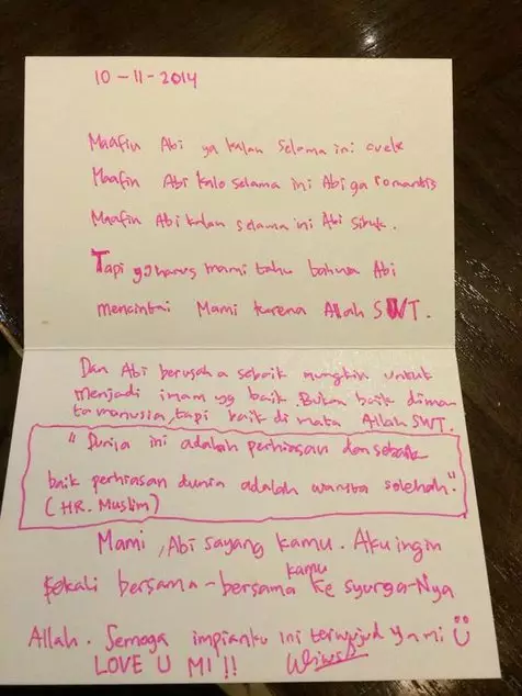 surat cinta seleb berbagai sumber