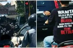 10 Tulisan di baju pengendara motor ini bikin cekikikan di jalan