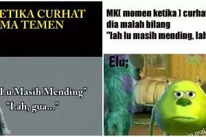10 Meme lucu curhat ke teman ini berujung adu nasib, bikin kesal