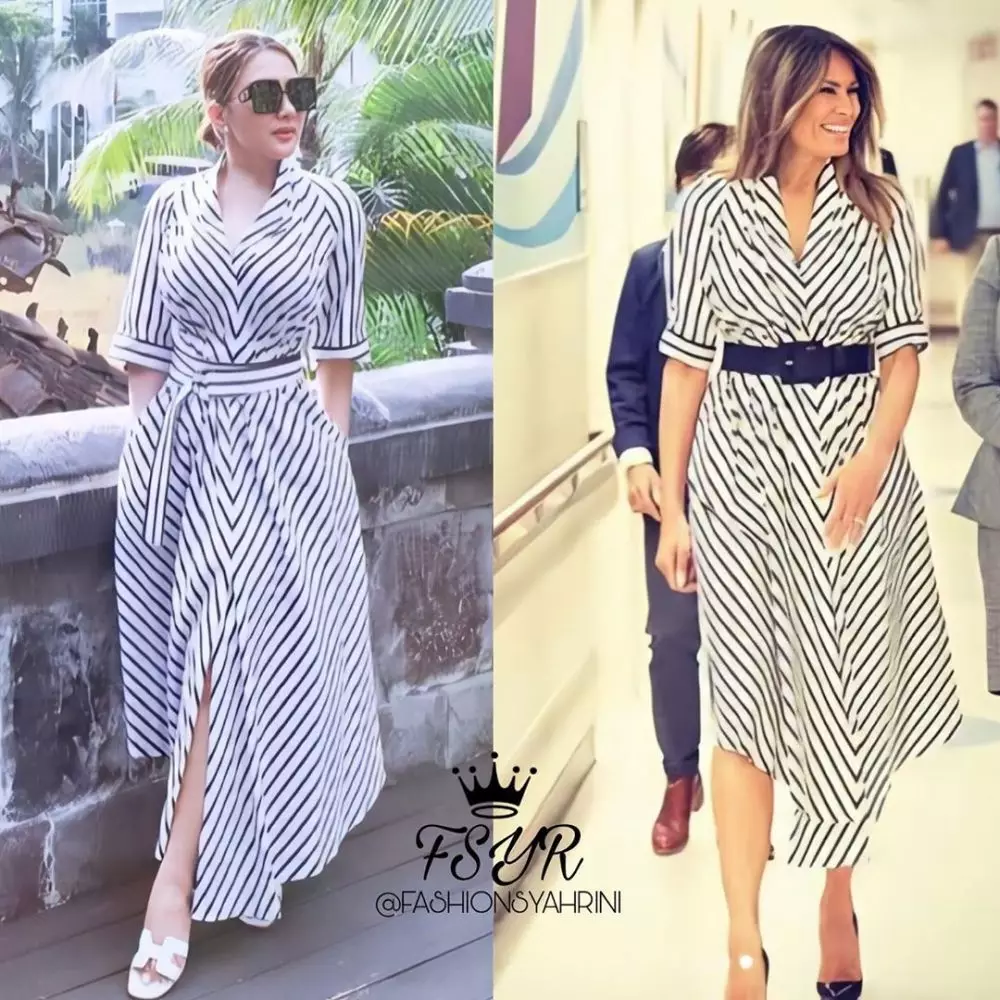 gaun Syahrini dan Melania Trump berbagai sumber gaun Syahrini dan Melania Trump berbagai sumber