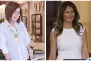 Momen Syahrini kenakan pakaian kembar Melania Trump, curi perhatian