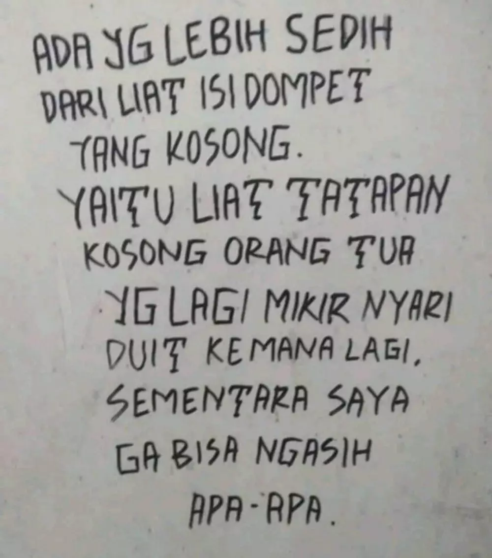 Tulisan tentang ortu di tembok Twitter