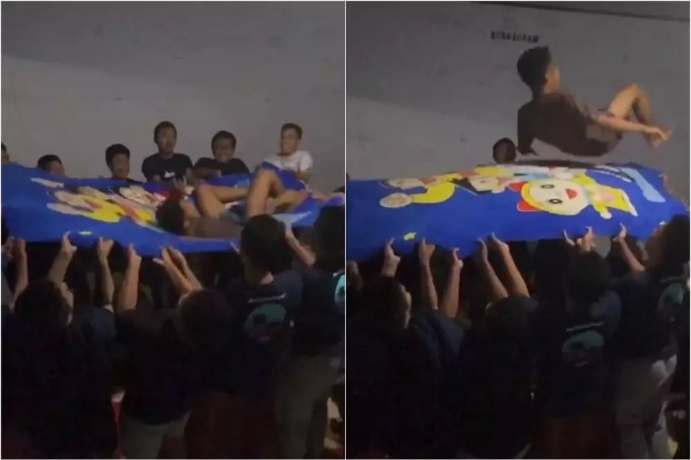 Loncat sampai plafon hancur TikTok/@fariqbe