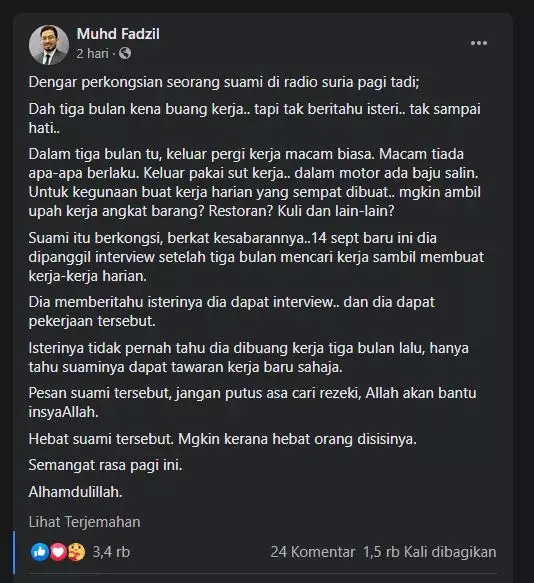 Kisah haru suami pura-pura pergi kerja © 2020 brilio.net