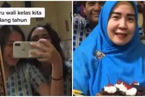 Viral video murid beri kejutan ultah ke guru, endingnya bikin haru