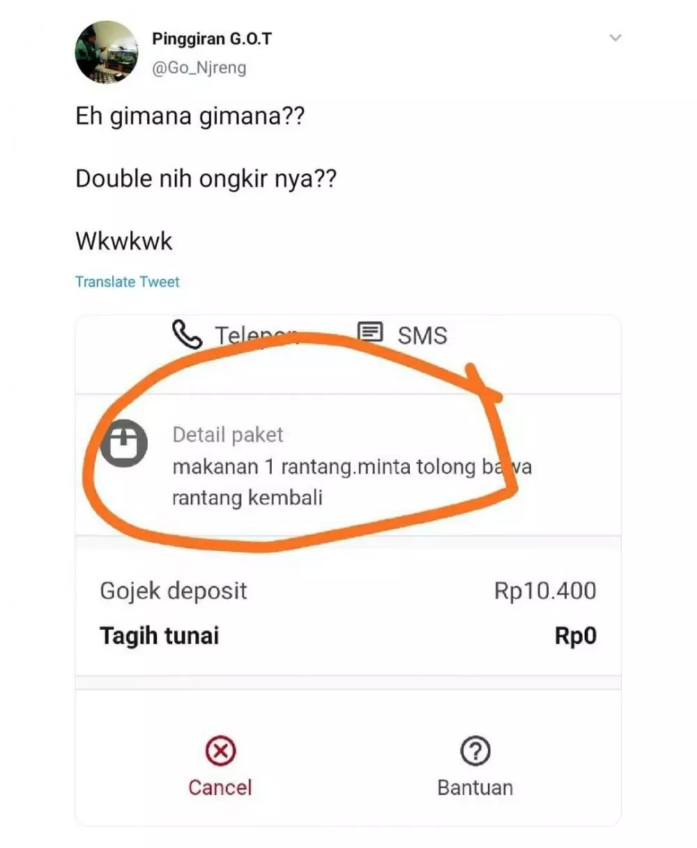 Permintaan customer ojol Instagram