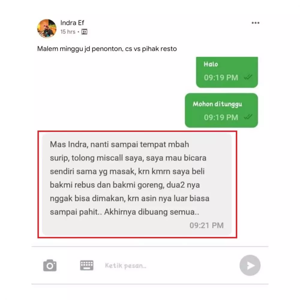 Permintaan customer ojol Instagram