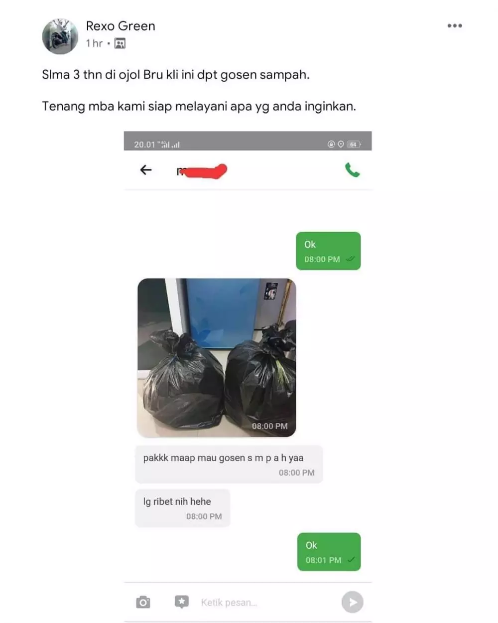 Permintaan customer ojol Instagram