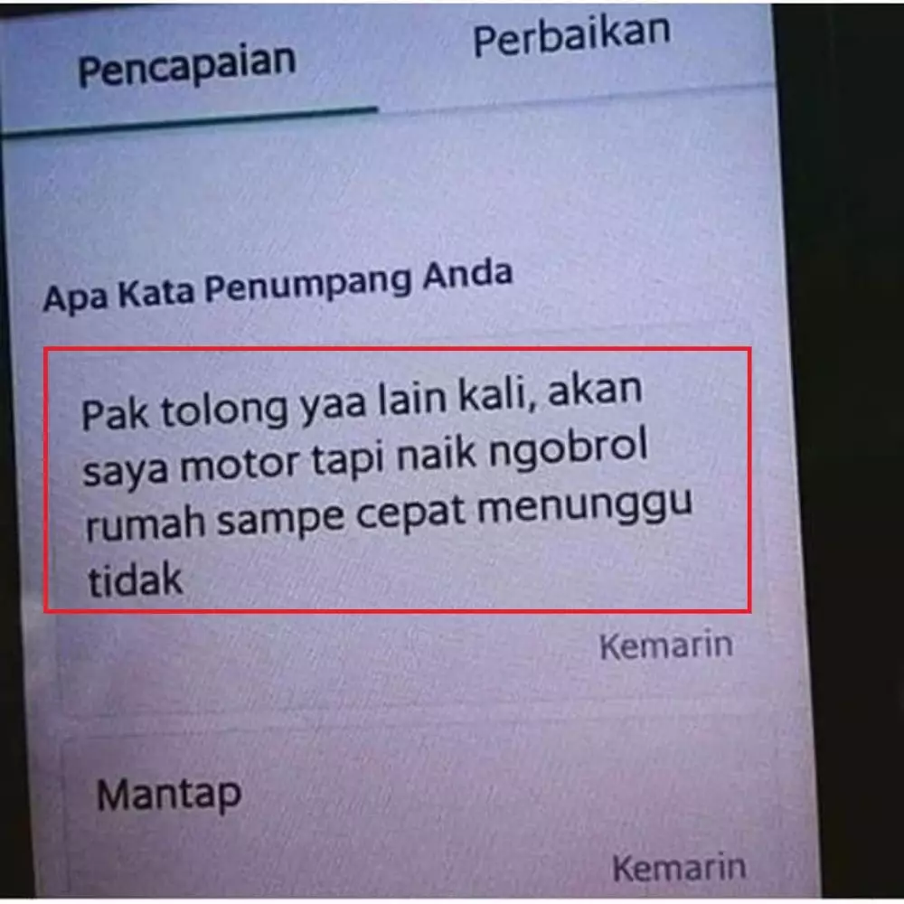 Permintaan customer ojol Instagram