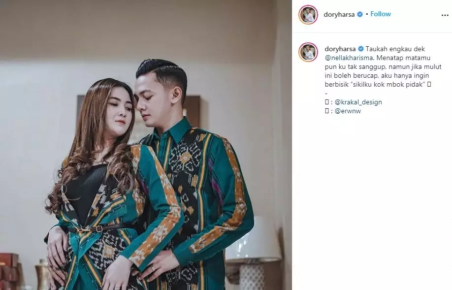 Gombalan Dory Harsa dan Nella Kharisma  Instagram