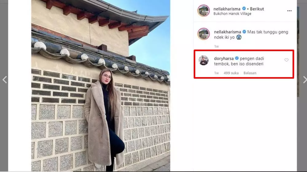 Gombalan Dory Harsa dan Nella Kharisma  Instagram