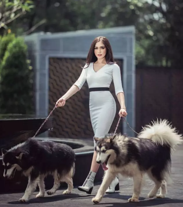 gaya seleb saat pemotretan dengan anjing © 2020 Instagram