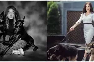 Gaya 10 seleb cantik saat pemotretan dengan anjing