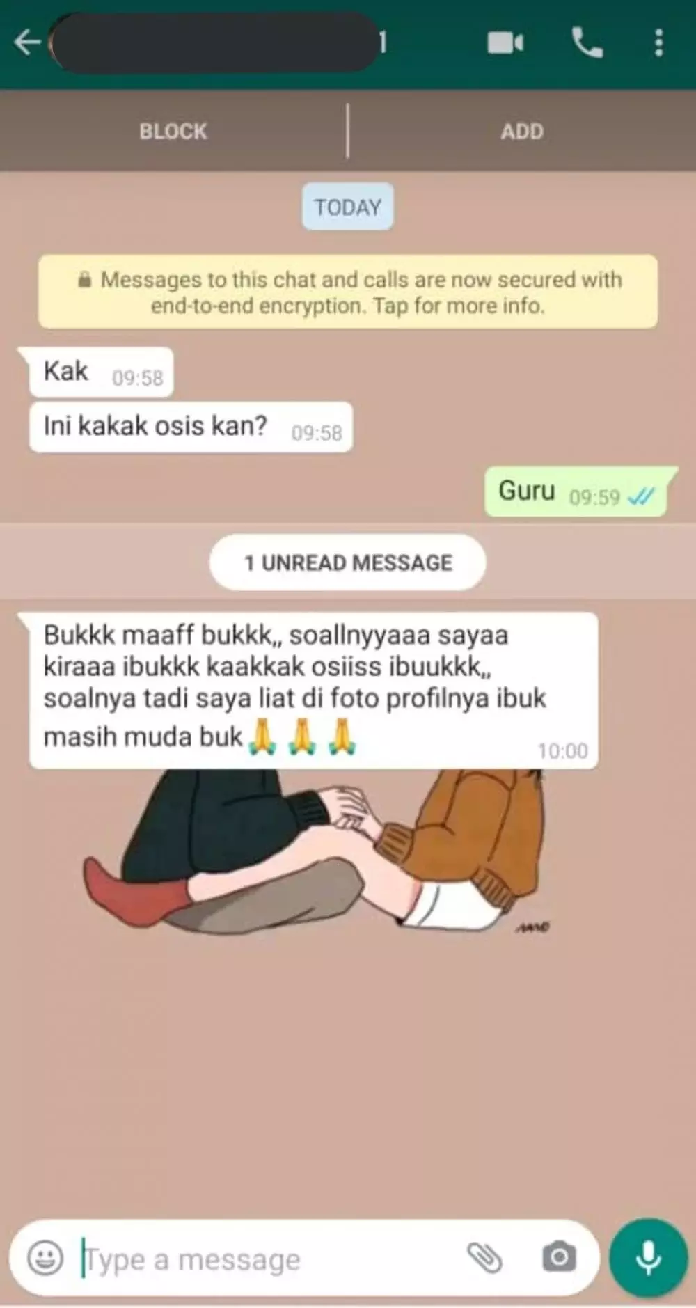 Chat minta maaf ke dosen Twitter