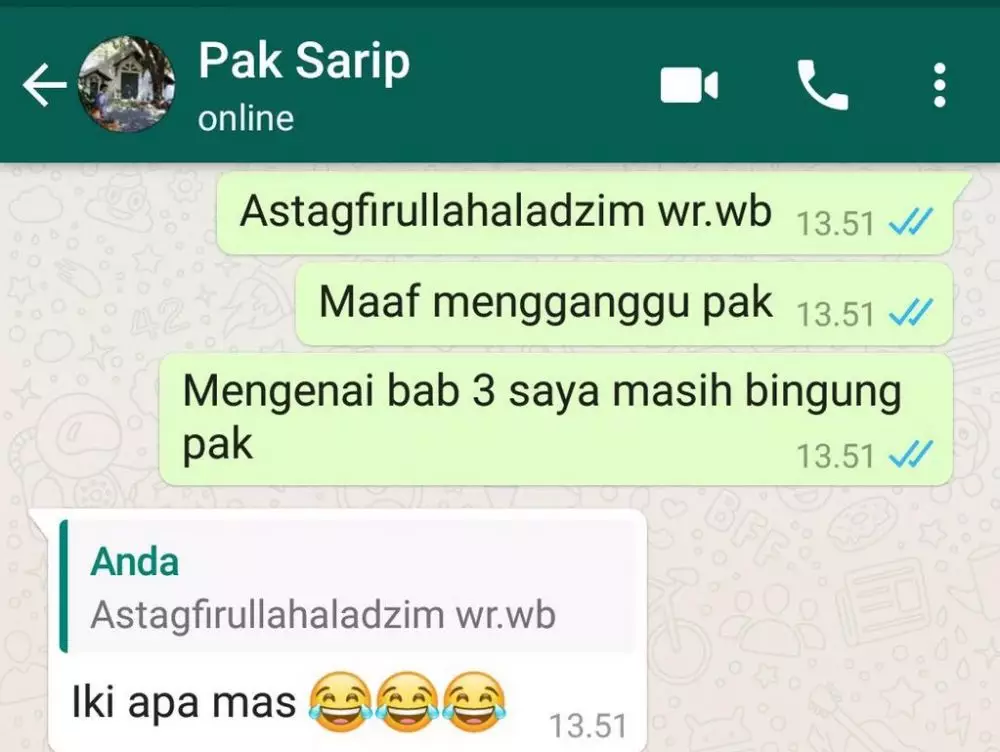 Chat minta maaf ke dosen Twitter