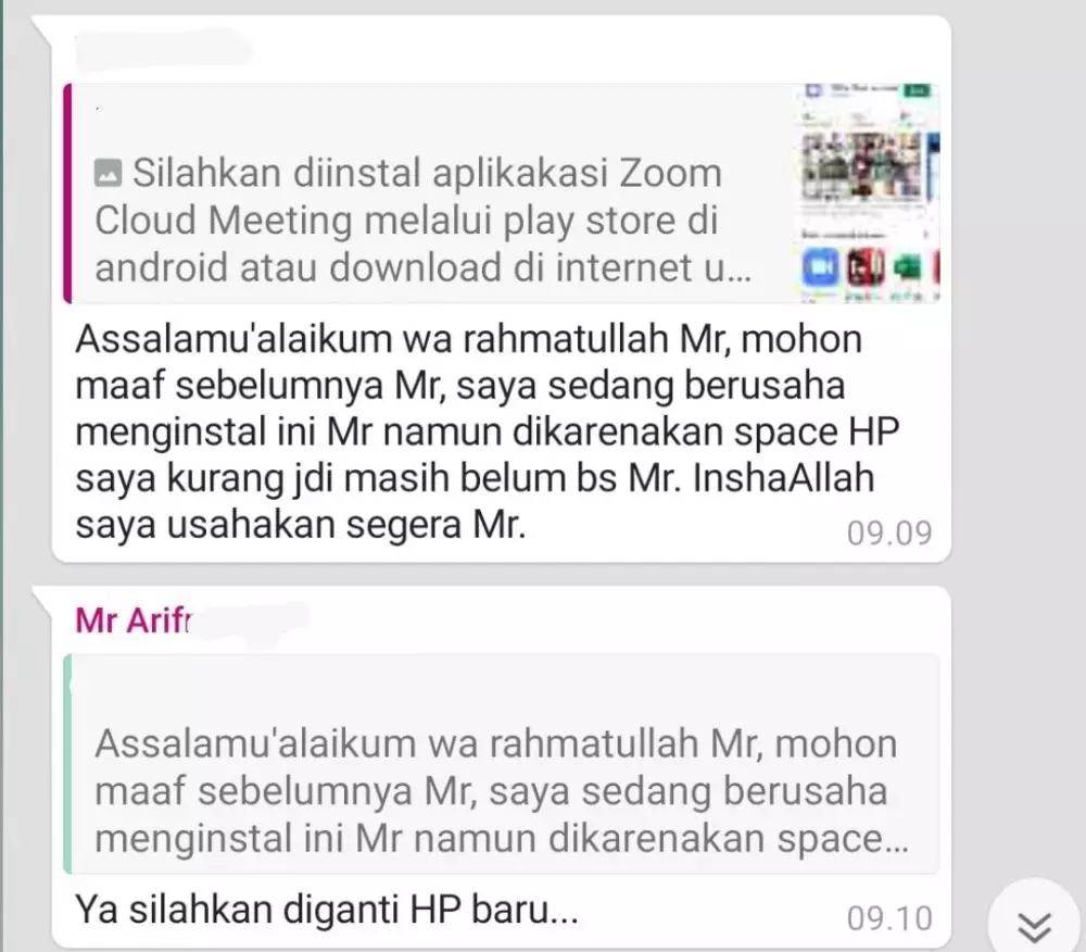 Chat minta maaf ke dosen Twitter