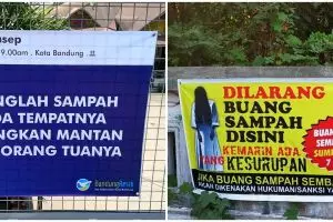 25 Spanduk lucu imbauan buang sampah ini pesannya nyeleneh