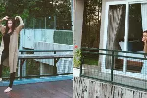 10 Momen liburan Aura Kasih di gunung, menenteng senapan