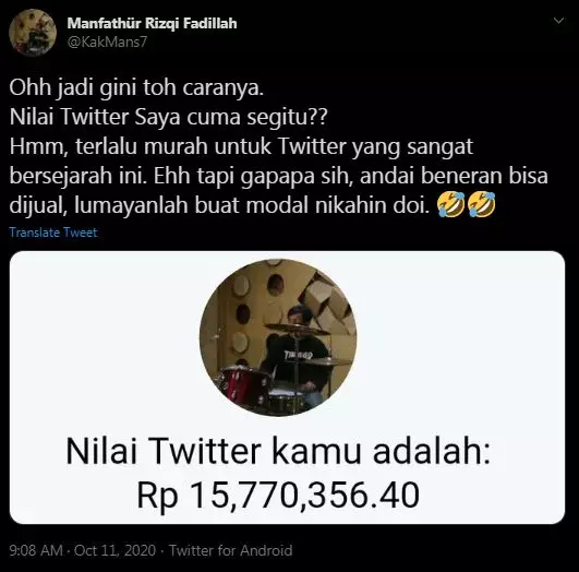 10 Cuitan lucu Nilai Twitter Saya istimewa
