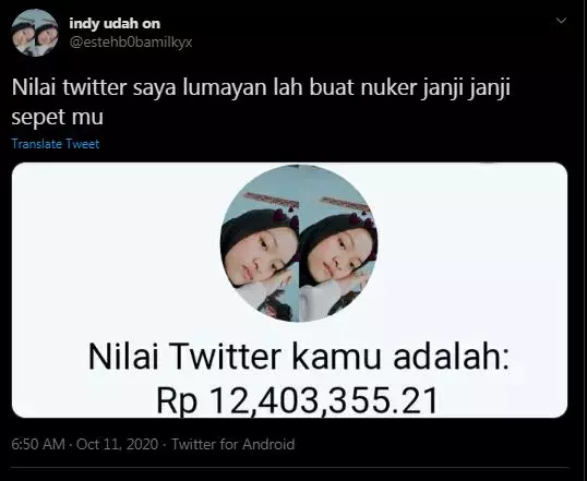 10 Cuitan lucu Nilai Twitter Saya istimewa