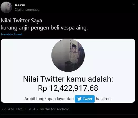 10 Cuitan lucu Nilai Twitter Saya istimewa