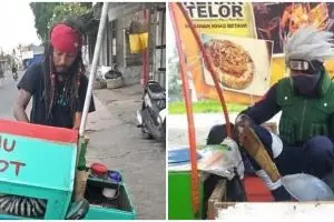 10 Potret lucu penampilan pedagang keliling ini bikin senyum geli