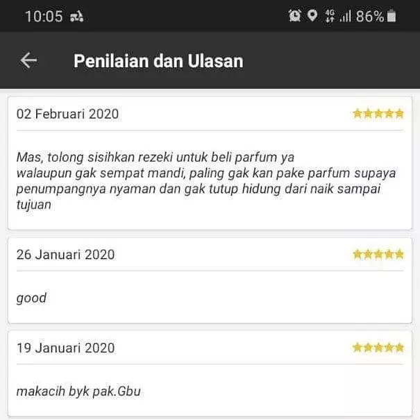 Testimoni bintang 5 di ojol Instagram Testimoni bintang 5 di ojol Instagram