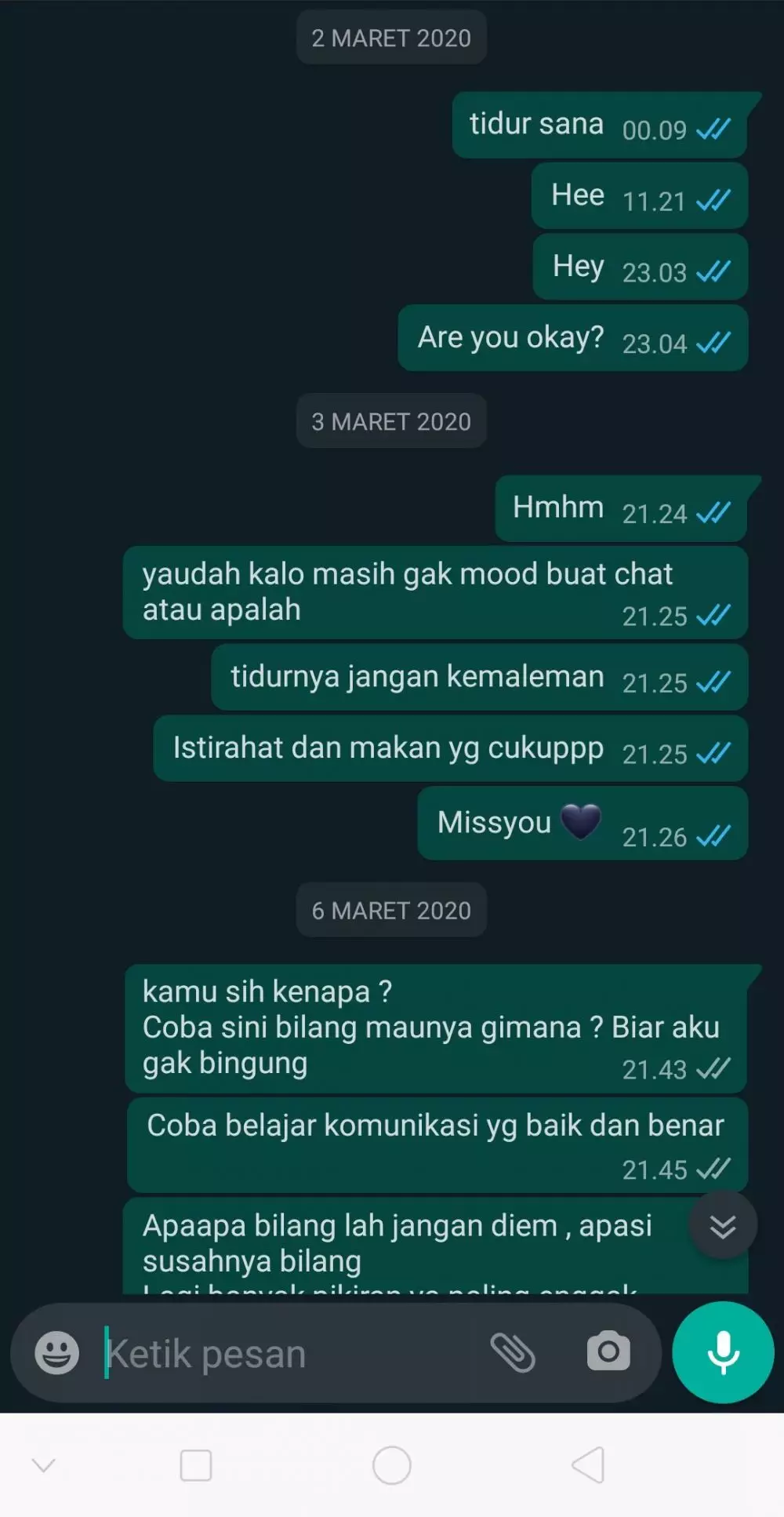 Chat dicuekin pacar Twitter