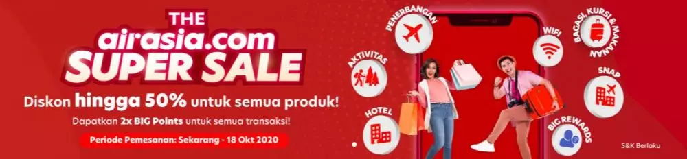 airasia.com diskon hingga 50% untuk semua produk! berbagai sumber