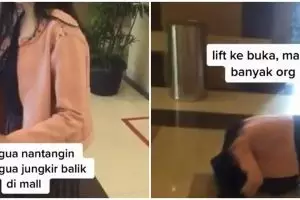 Aksi perempuan saat ditantang jungkir balik di mall, endingnya kocak