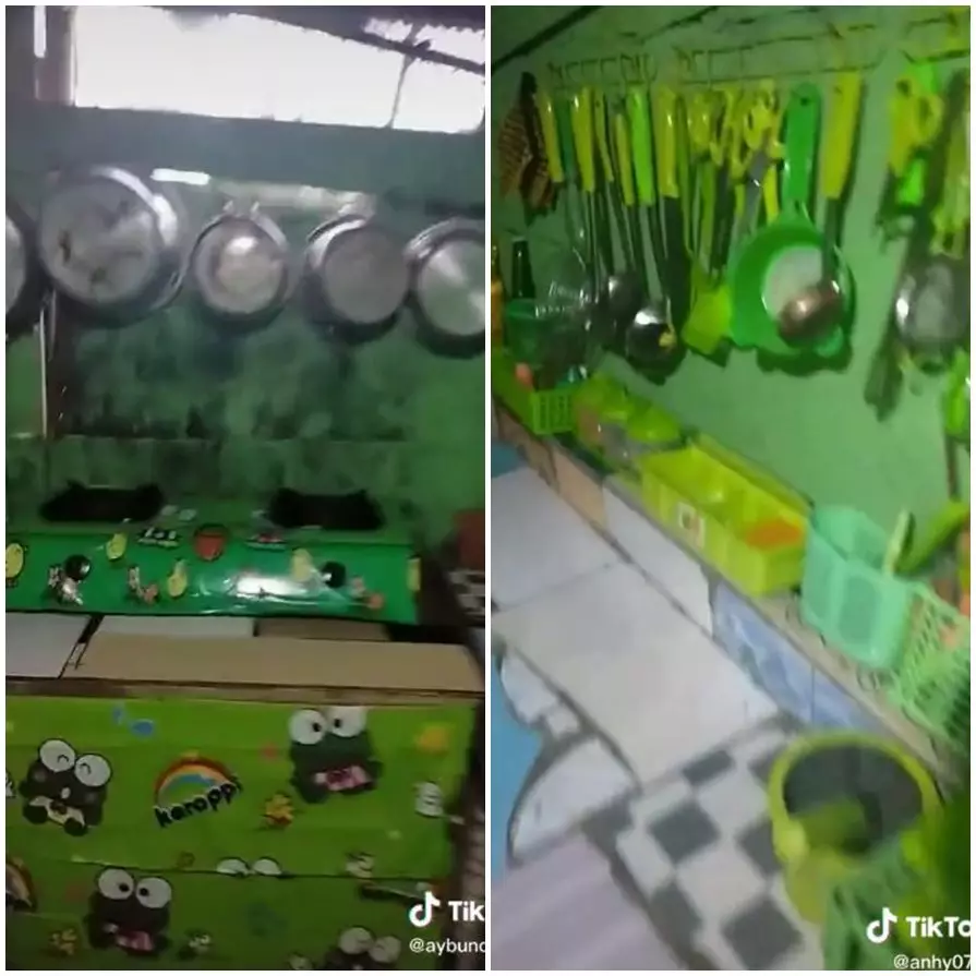 rumah tema keroppi serba hijau TikTok 
