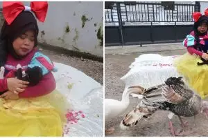 7 Potret kocak Kekeyi cosplay jadi Snow White, ditemani bebek dan ayam