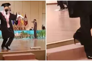 Pakai high heels saat wisuda, aksi pria lulusan seni ini bikin heboh