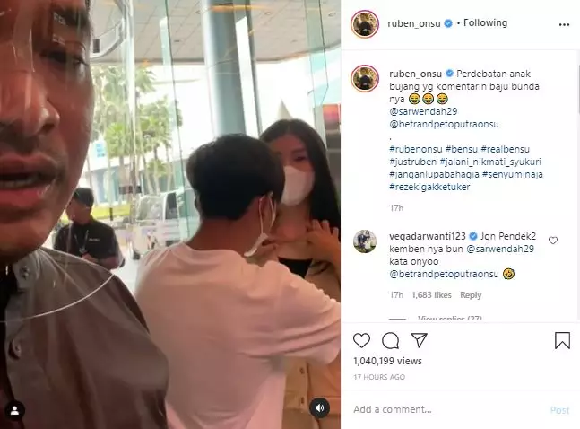 Betrand Peto kritik pakaian Sarwendah Instagram