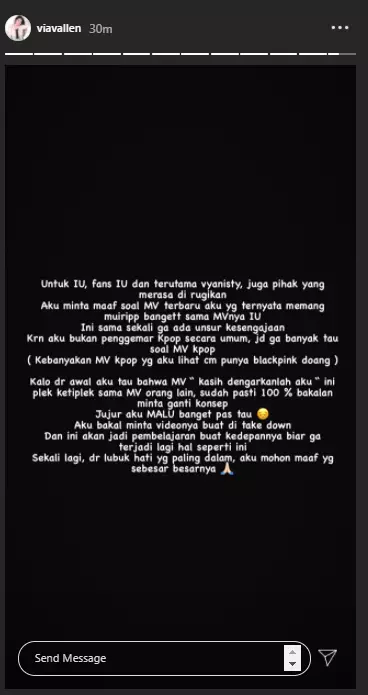 tanggapan via vallen terkait mv yang plagiat © Berbagai sumber