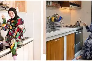 Gaya 9 seleb berhijab saat pemotretan di dapur, simpel tapi kece abis