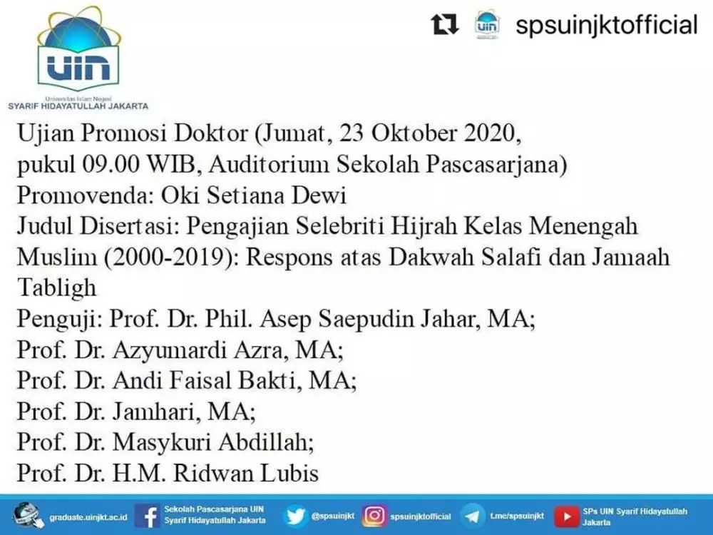 momen Oki Setiana Dewi raih gelar doktor Instagram momen Oki Setiana Dewi raih gelar doktor Instagram