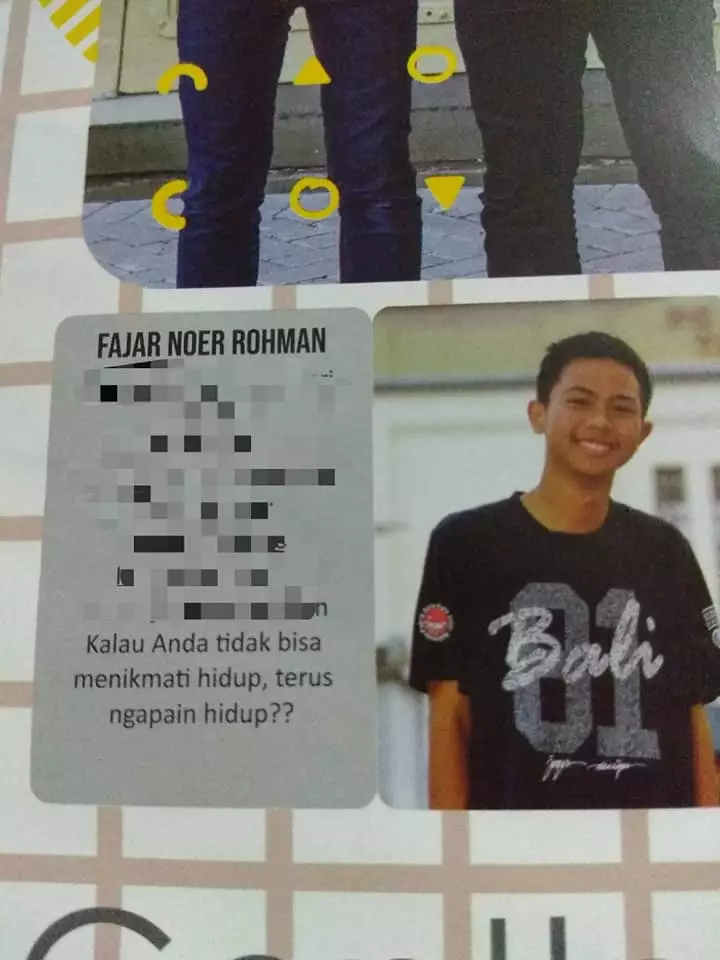 Quotes buku tahunan © Facebook/ Rizky Sinatra