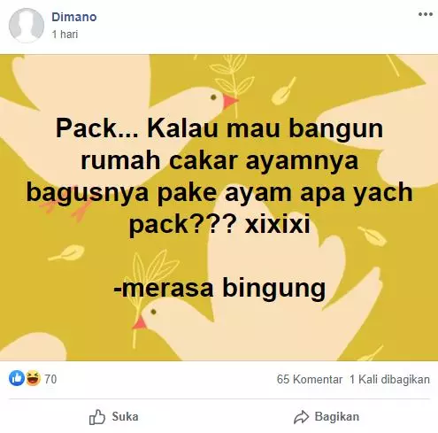 Pertanyaan polos di FB © Facebook Pertanyaan polos di FB © Facebook