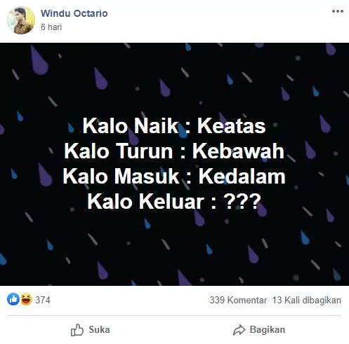 Pertanyaan polos di FB © Facebook Pertanyaan polos di FB © Facebook