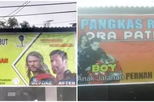 20 Spanduk nyeleneh salon potong rambut, kocak banget