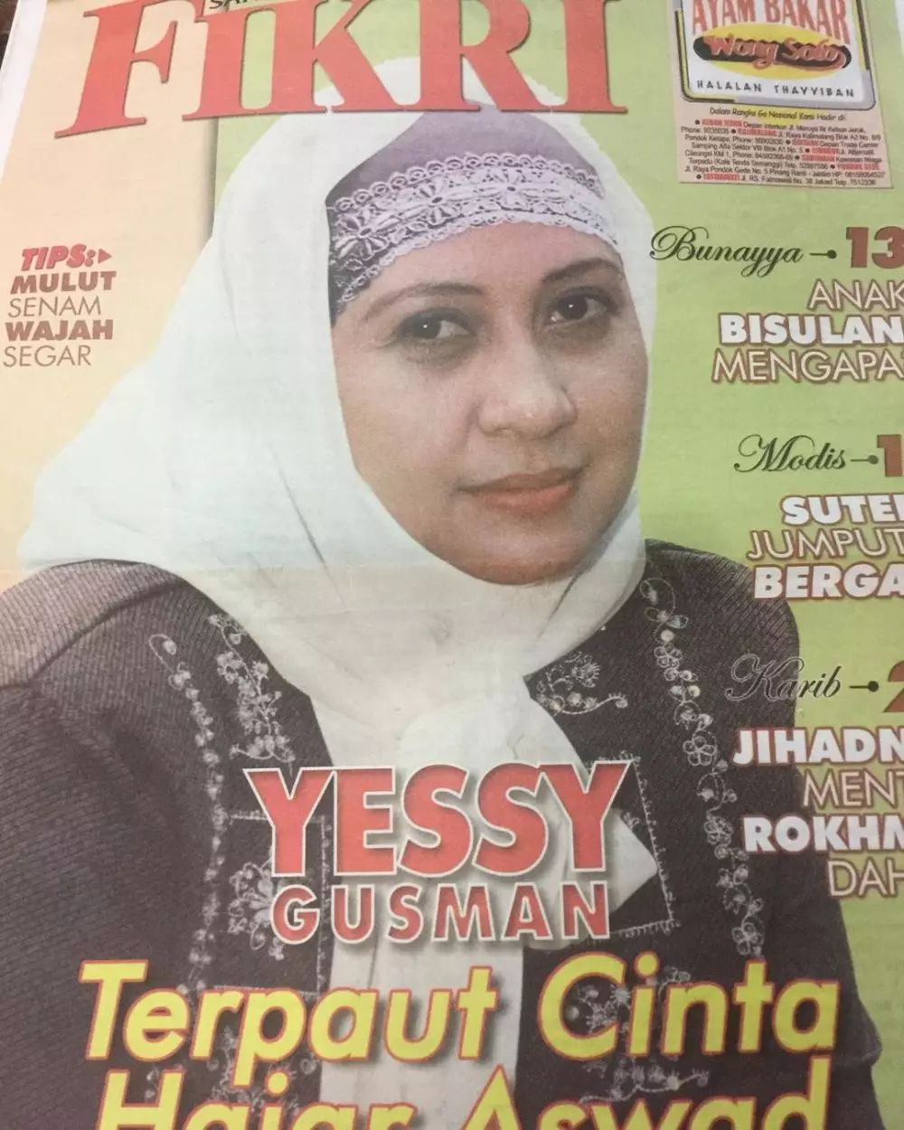 Yessy Gusman saat jadi cover girl © Instagram