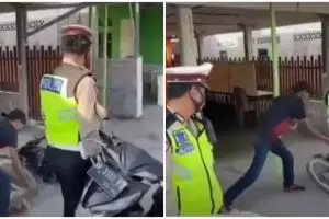 Tak terima ditilang saat operasi zebra, pria ini rusak motornya