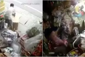 Momen emak-emak selamat usai terpental saat diseruduk mobil